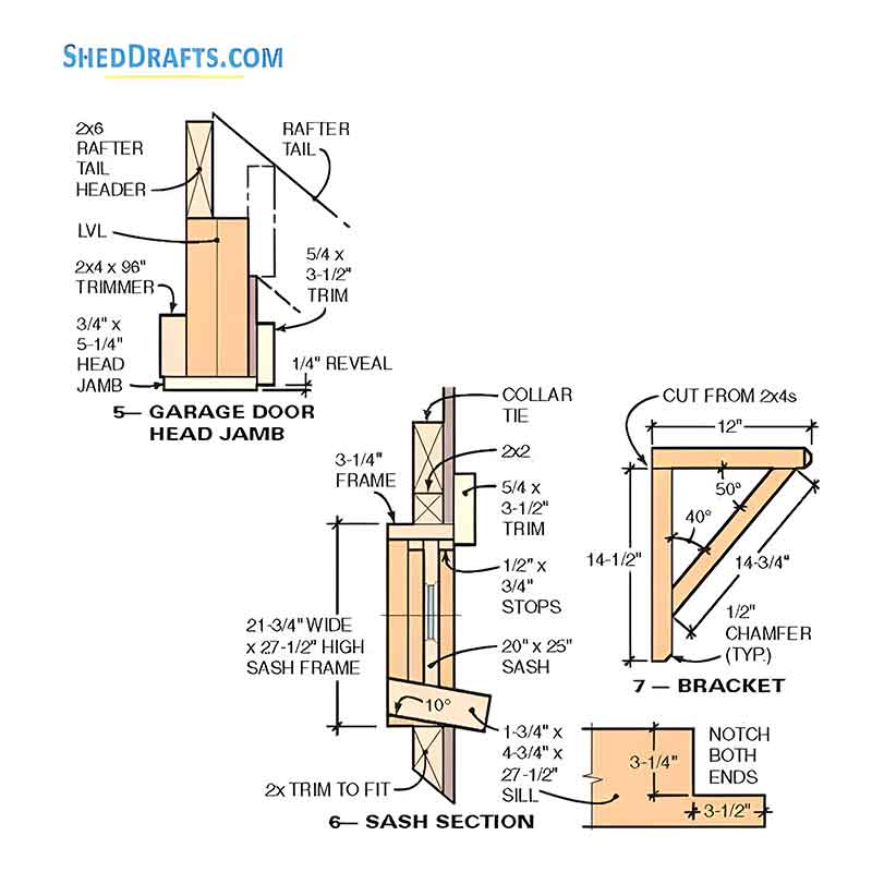 10x12 Hip Roof Storage Shed Dormer Plans Blueprints 09 Sash Bracket Section