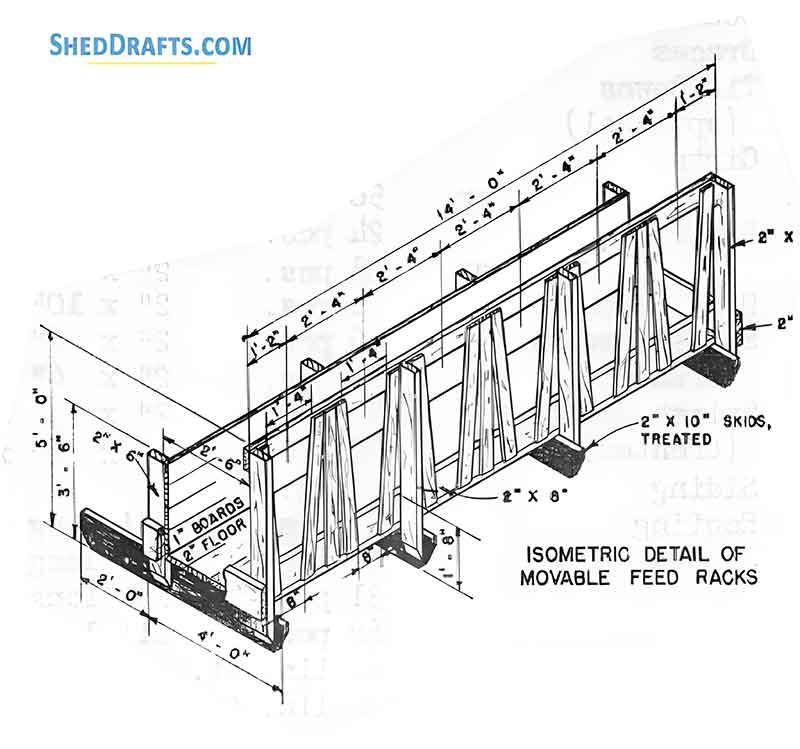 40x60 Pole Barn Plans Blueprints 09 Movable Feed Rack Details