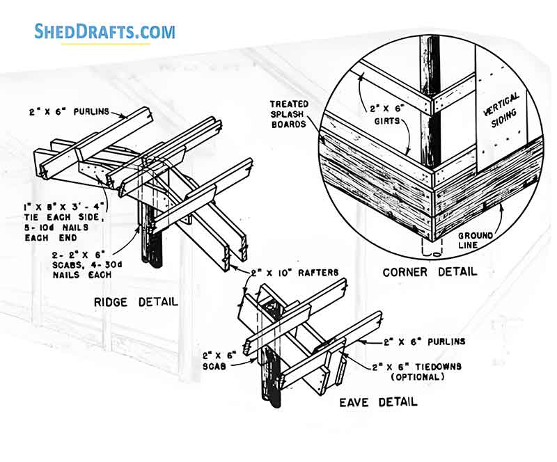 40x60 Pole Barn Plans Blueprints 10 Ridge Corner Eave Detail