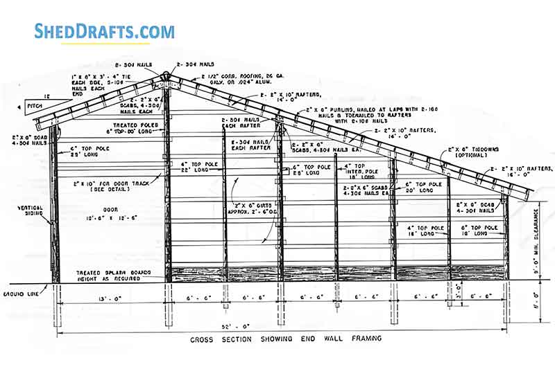 40x60 Pole Barn Plans Blueprints 13 End Wall Framing