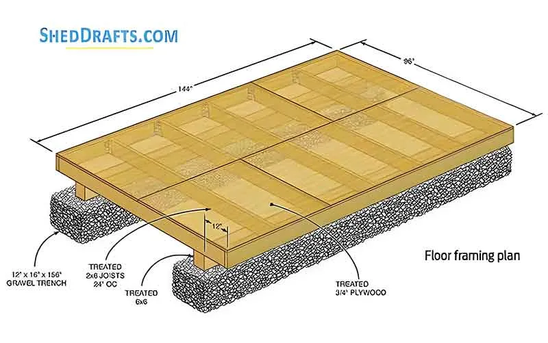 8x12 Storage Shed Plans Blueprints 04 Floor Frame