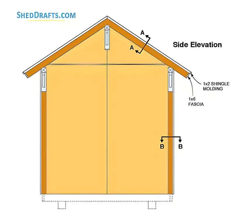 8x12 Storage Shed Plans Blueprints 06 Side Elevation