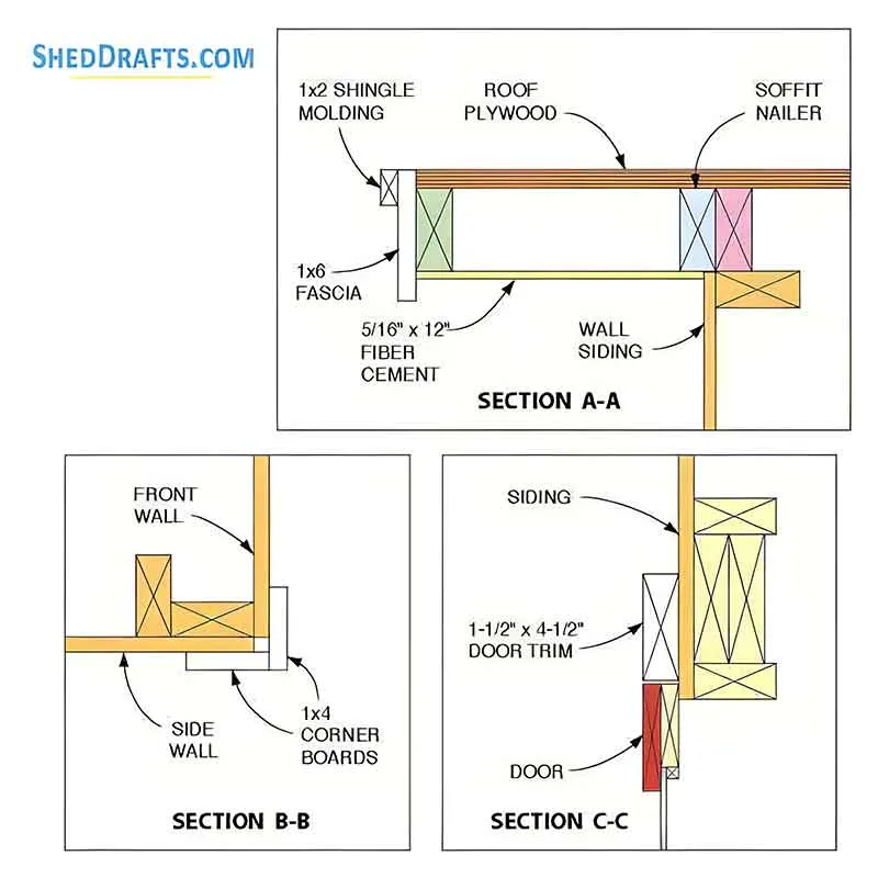 8x12 Storage Shed Plans Blueprints 07 Elevation Details