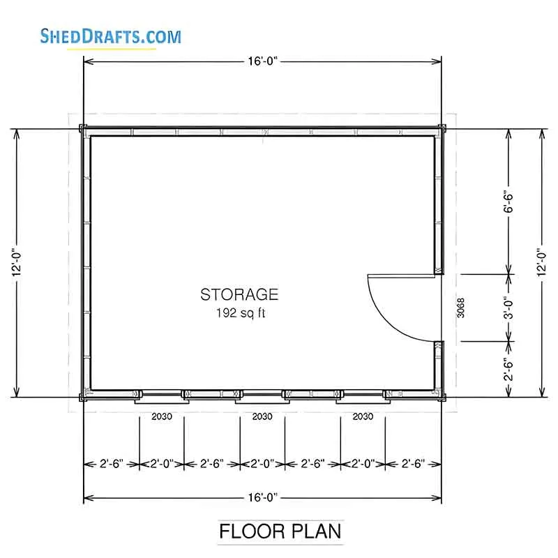 12x16 Wooden Lean To Shed Plans Blueprints 02 Floor Plan