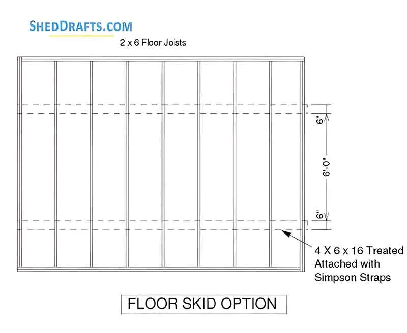 12x16 Wooden Lean To Shed Plans Blueprints 04 Floor Skid Layout
