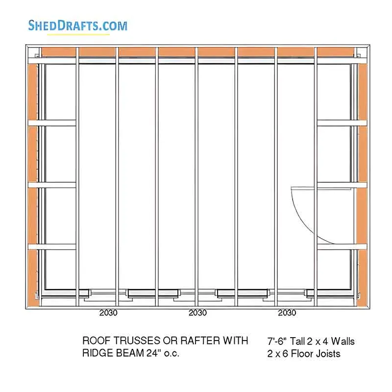 12x16 Wooden Lean To Shed Plans Blueprints 09 Roof Truss Layout