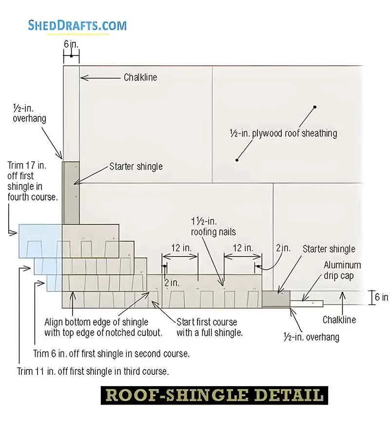 14x20 Timber Post Beam Barn Shed Plans Blueprints 07 Roof Shingle Detail