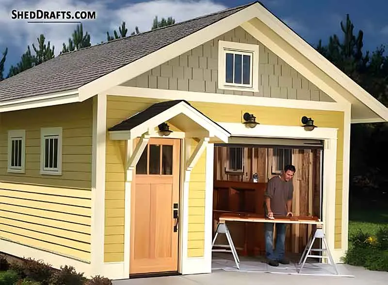 16x20 Gable Garage Shed Plans Blueprints
