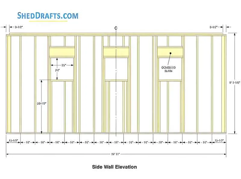 16x20 Gable Garage Shed Plans Blueprints 05 Side Wall Framing