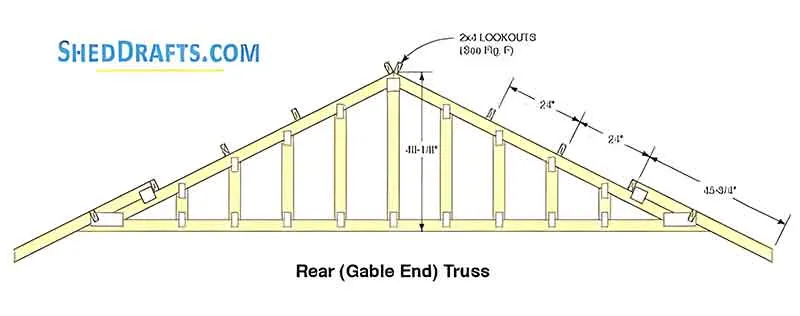16x20 Gable Garage Shed Plans Blueprints 07 Rear Truss Design
