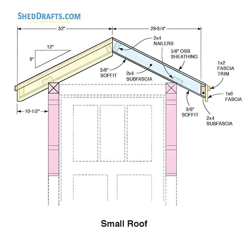 16x20 Gable Garage Shed Plans Blueprints 09 Small Roof Door Dormer