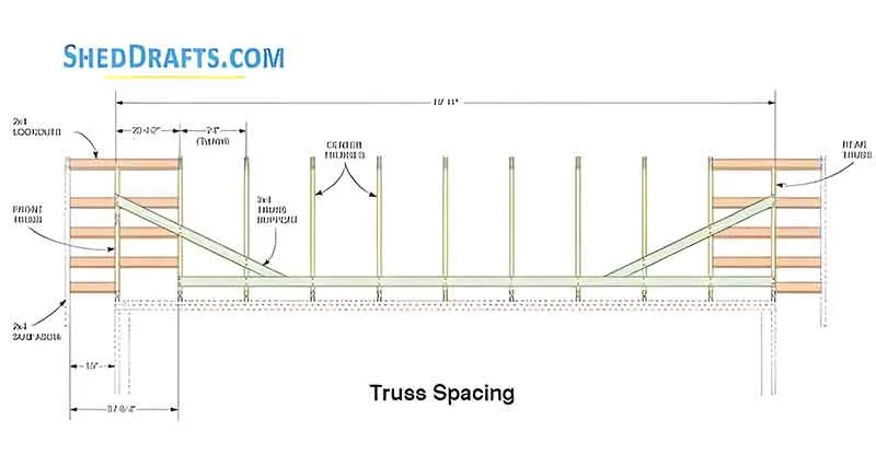16x20 Gable Garage Shed Plans Blueprints 11 Truss Spacing