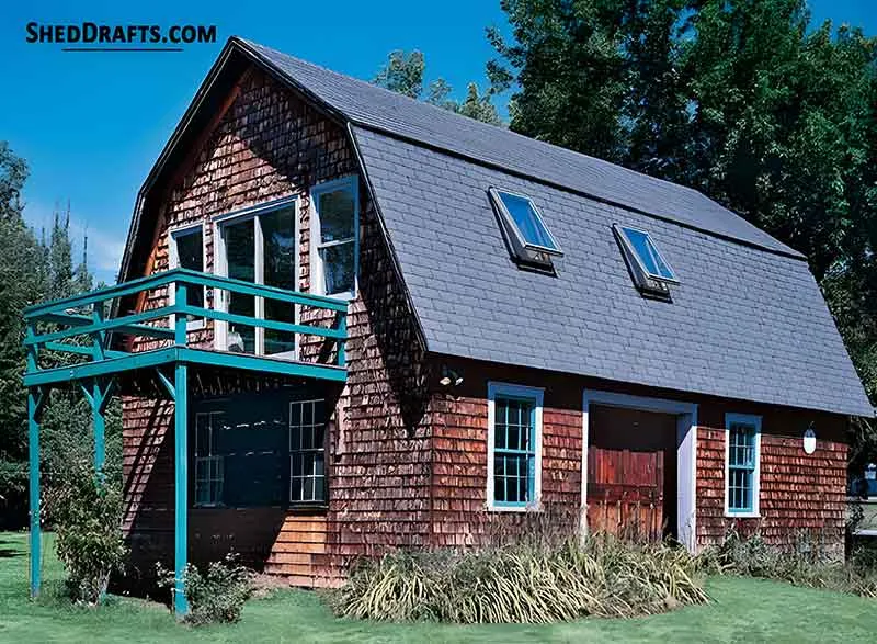 16x24 2 Story Gambrel Shed Plans Blueprints