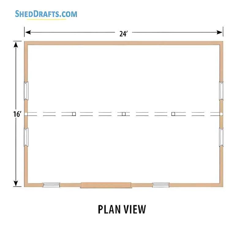 16x24 Gambrel 2 Story Shed Plans Blueprints 03 Foundation Layout