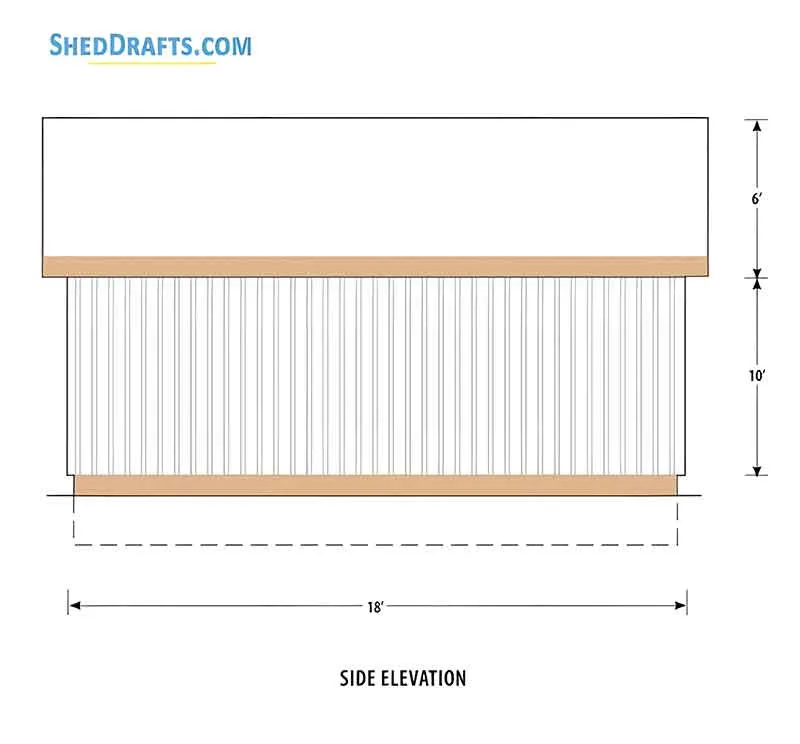 18x24 Garage Workshop Shed Plans Blueprints 05 Side Elevation