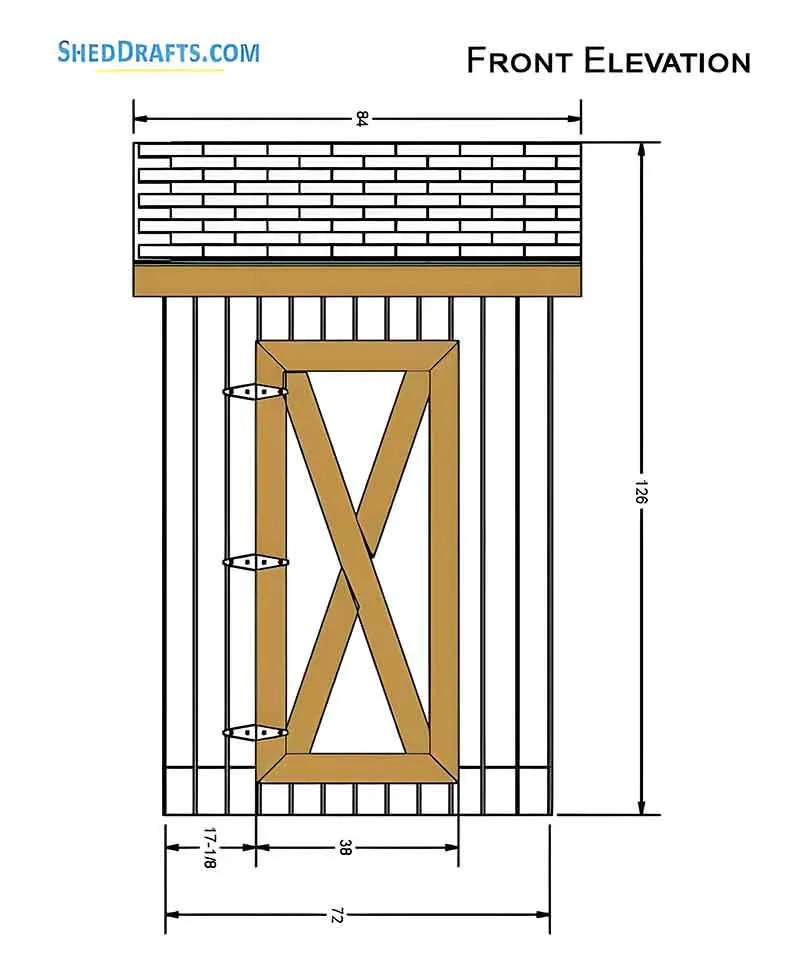 6x6 Gable Tool Storage Shed Plans Blueprints 02 Front Elevation