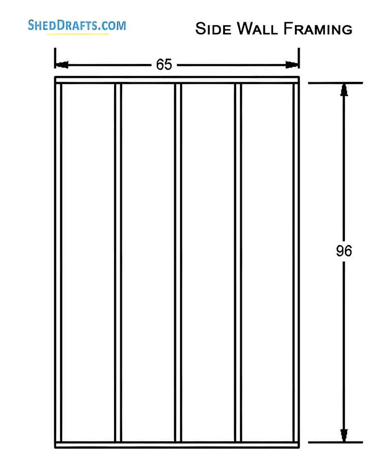 6x6 Gable Tool Storage Shed Plans Blueprints 09 Side Wall Framing