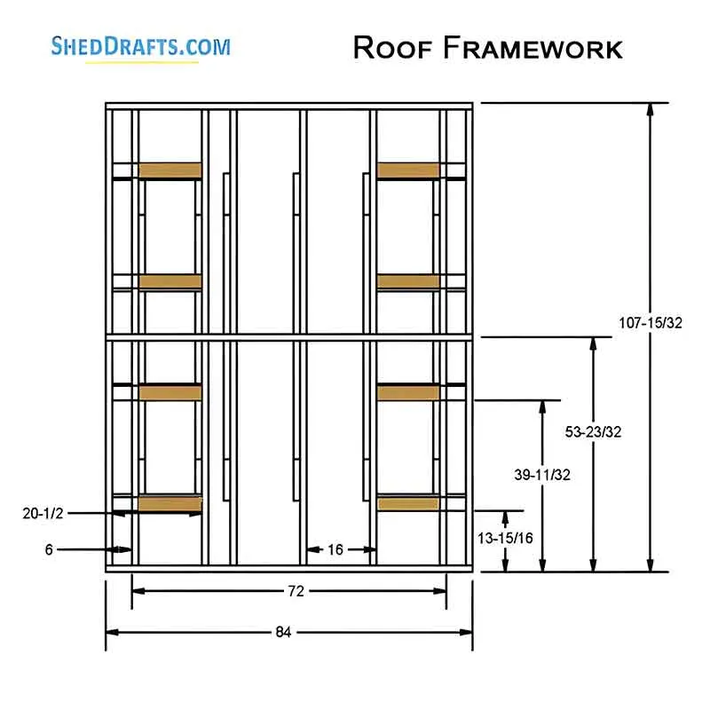 6x6 Gable Tool Storage Shed Plans Blueprints 12 Roof Framing Details