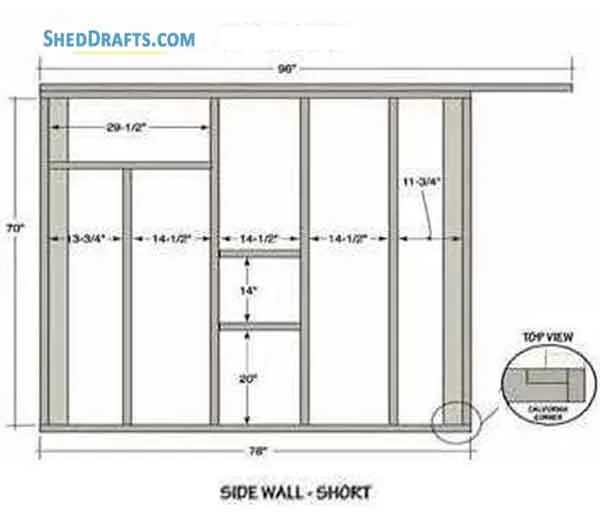 9x10 Slant Roof Shed Plans Blueprints 04 Side Wall Short