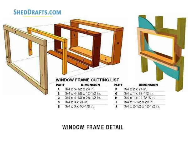9x10 Slant Roof Shed Plans Blueprints 07 Window Frame Detail