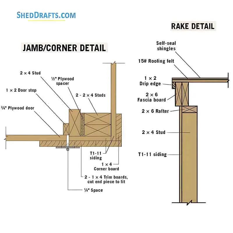 10x10 Clerestory Shed Plans Blueprints 10 Jamb Rake Corner Details