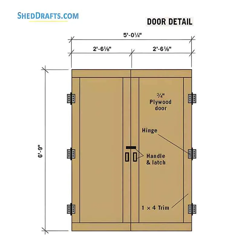 10x10 Clerestory Shed Plans Blueprints 11 Door Detail