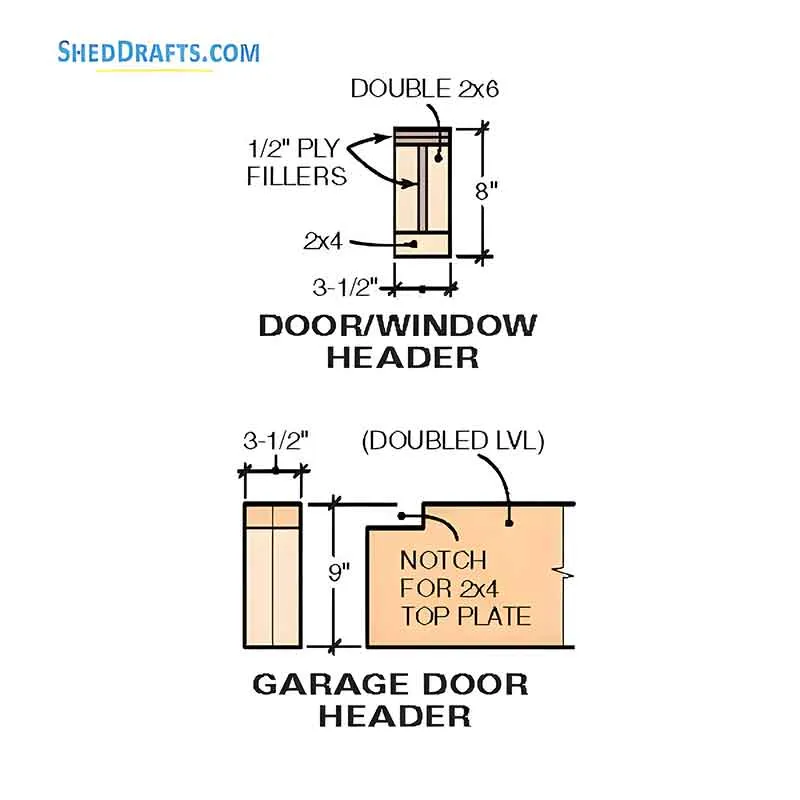 10x12 Hip Roof Storage Shed Dormer Plans Blueprints 04 Door Window Header 2
