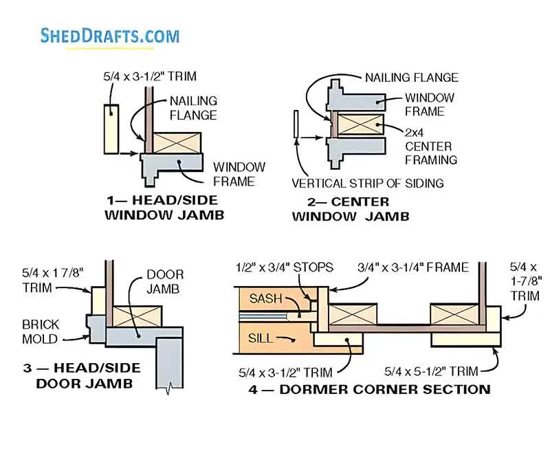 10x12 Hip Roof Storage Shed Dormer Plans Blueprints 08 Head Jamb Corner Dormer 2