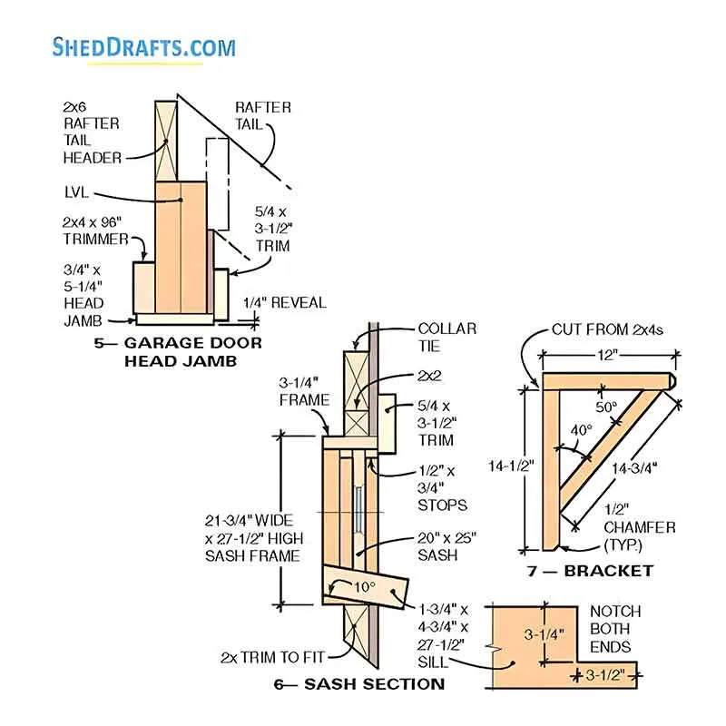 10x12 Hip Roof Storage Shed Dormer Plans Blueprints 09 Sash Bracket Section 2
