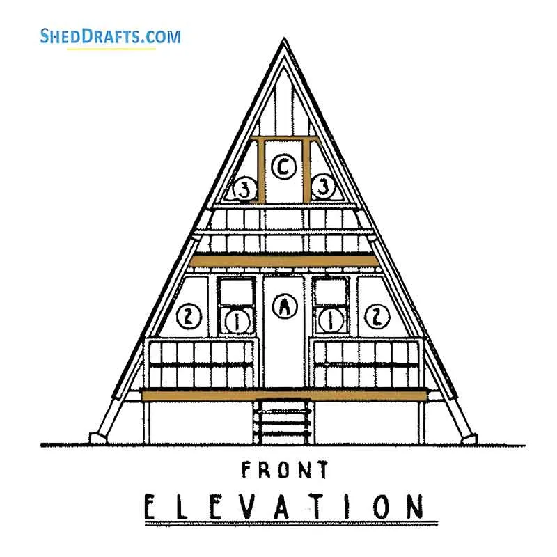 24x24 A Frame Cabin Shed Plans Blueprints 01 Front Elevation