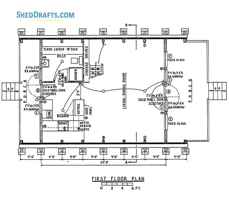 24x24 A Frame Cabin Shed Plans Blueprints 04 First Floor Plan