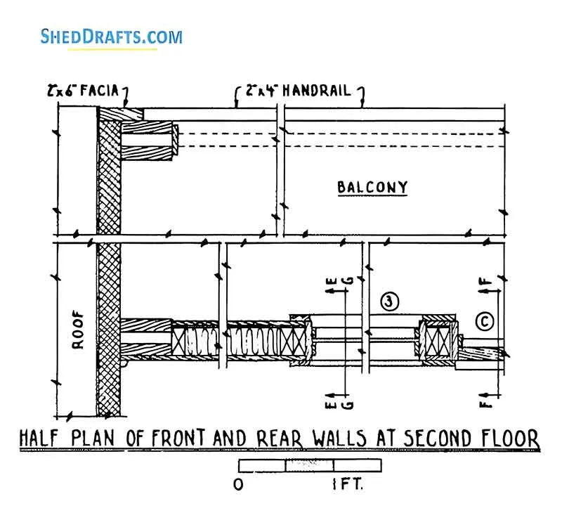 24x24 A Frame Cabin Shed Plans Blueprints 08 Front Rear Wall Half Plan