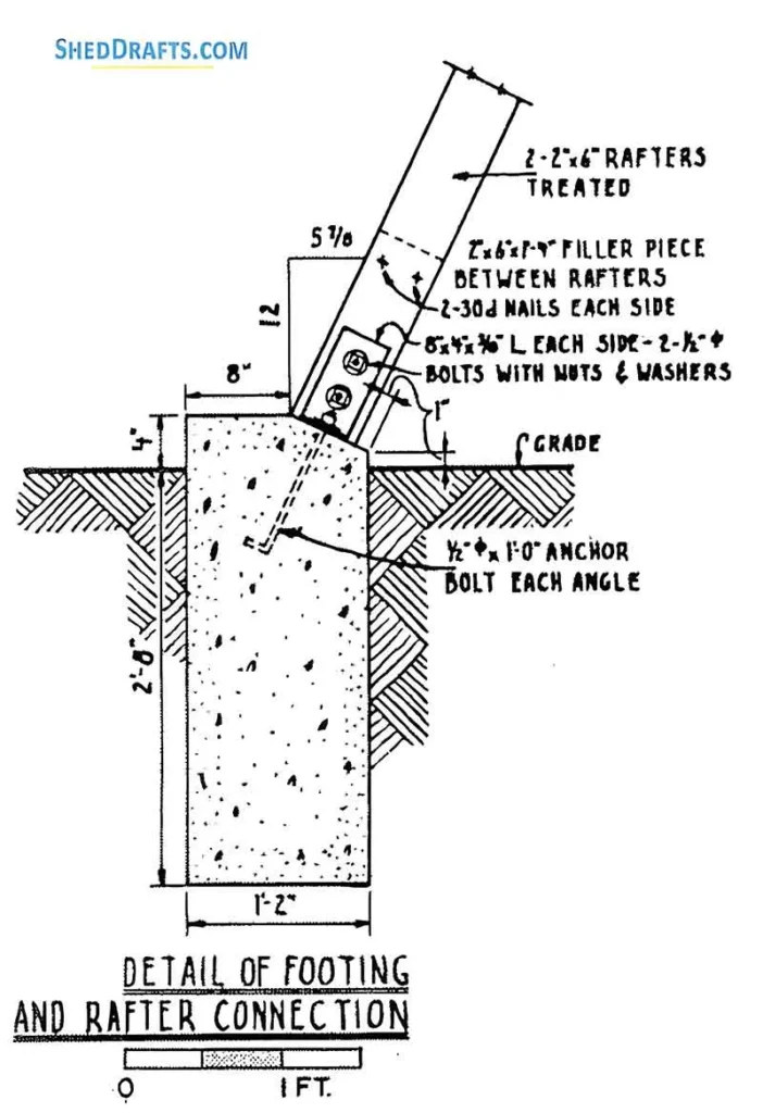 24x24 A Frame Cabin Shed Plans Blueprints 10 Footing Rafter Connection
