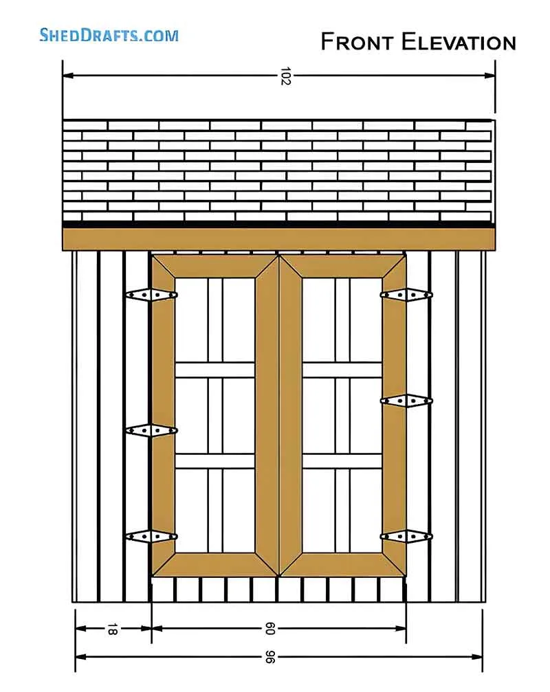 4x8 Lean To Shed Building Plans Blueprints 02 Front Elevation 2