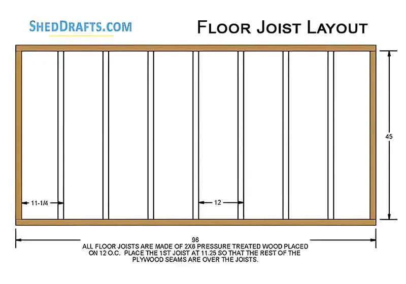 4x8 Lean To Shed Building Plans Blueprints 07 Floor Joist Layout 2