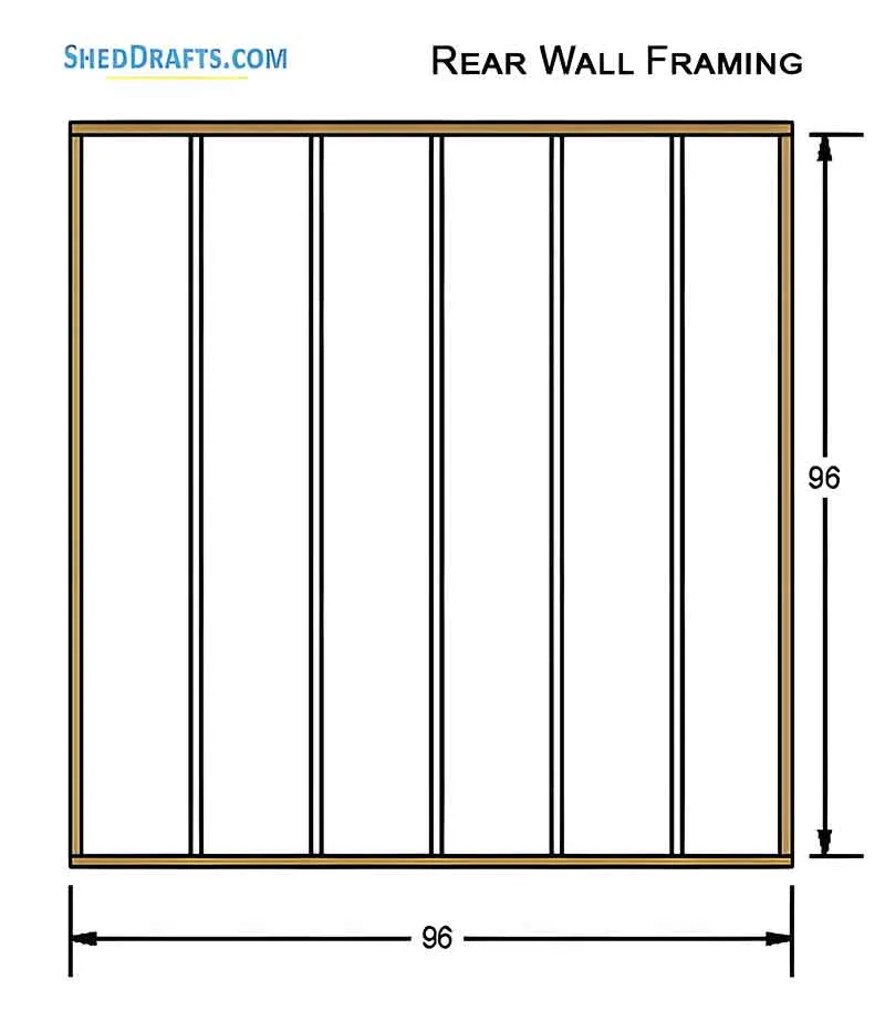 4x8 Lean To Shed Building Plans Blueprints 10 Back Wall Framing 2