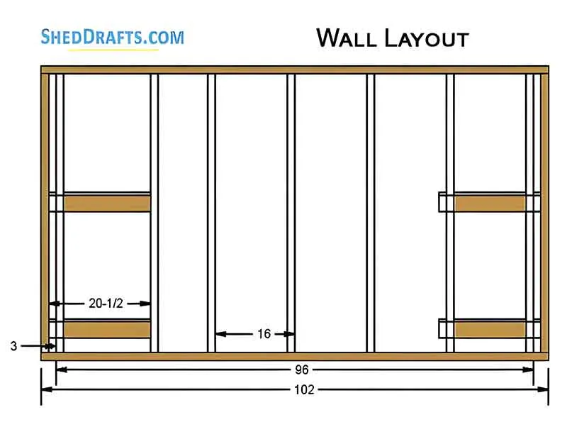 4x8 Lean To Shed Building Plans Blueprints 11 Wall Framing Layout 2