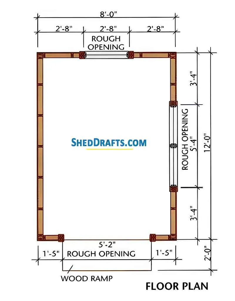 8x12 Gable Garden Shed Plans Blueprints 6 Floor Plan