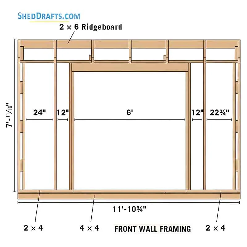8x12 Saltbox Storage Shed Plans Blueprints 06 Front Wall Framing