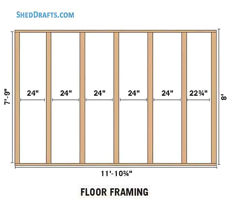 8x12 Saltbox Storage Shed Plans Blueprints 10 Floor Framing Plan