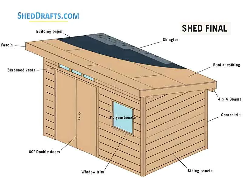 8x12 Slant Roof Utility Shed Plans Blueprints 01 Siding Finished 2