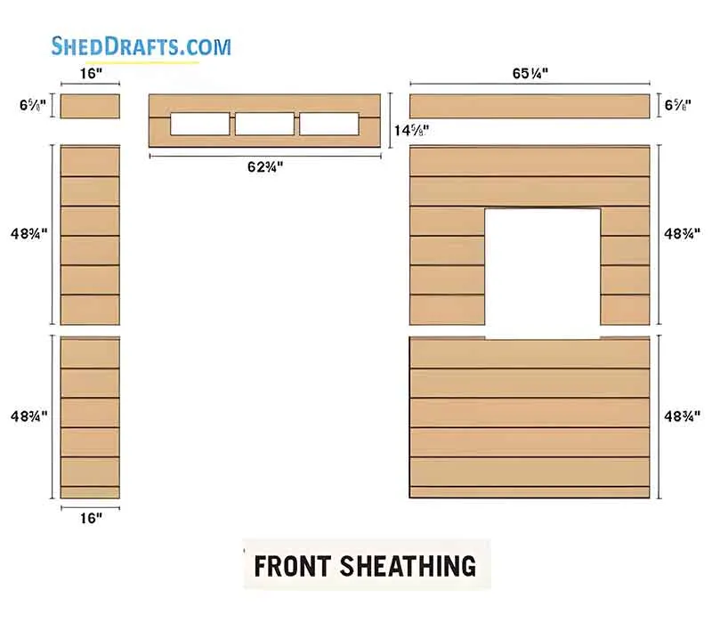 8x12 Slant Roof Utility Shed Plans Blueprints 07 Front Wall Sheathing 2
