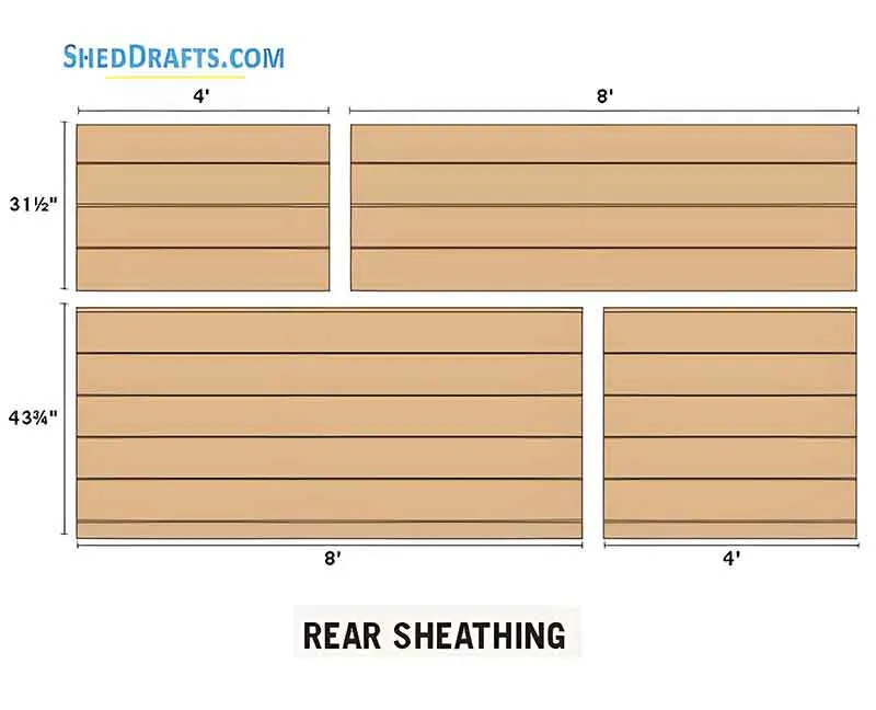 8x12 Slant Roof Utility Shed Plans Blueprints 08 Rear Wall Sheathing 2