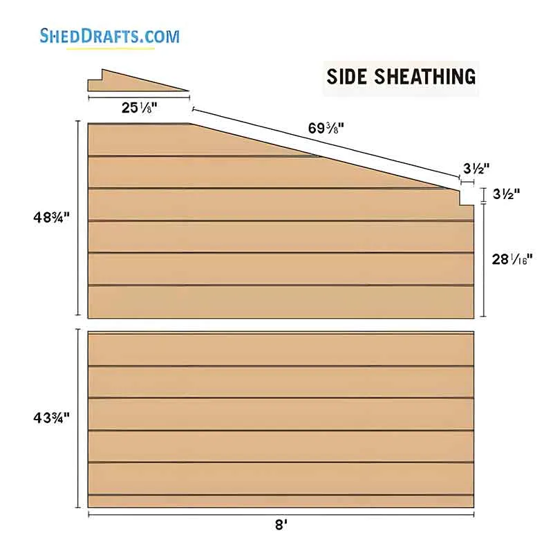 8x12 Slant Roof Utility Shed Plans Blueprints 09 Side Wall Sheathing 2