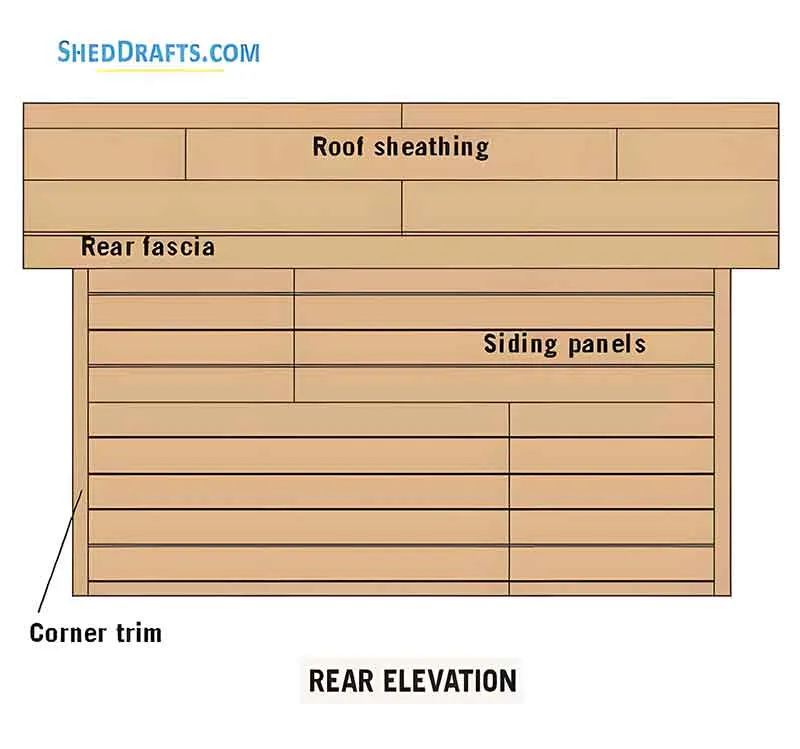 8x12 Slant Roof Utility Shed Plans Blueprints 13 Rear Elevations 2