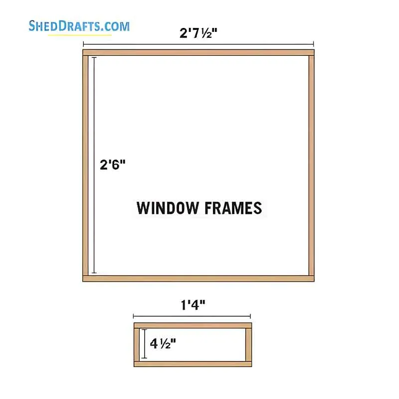 8x12 Slant Roof Utility Shed Plans Blueprints 16 Window Frames 2