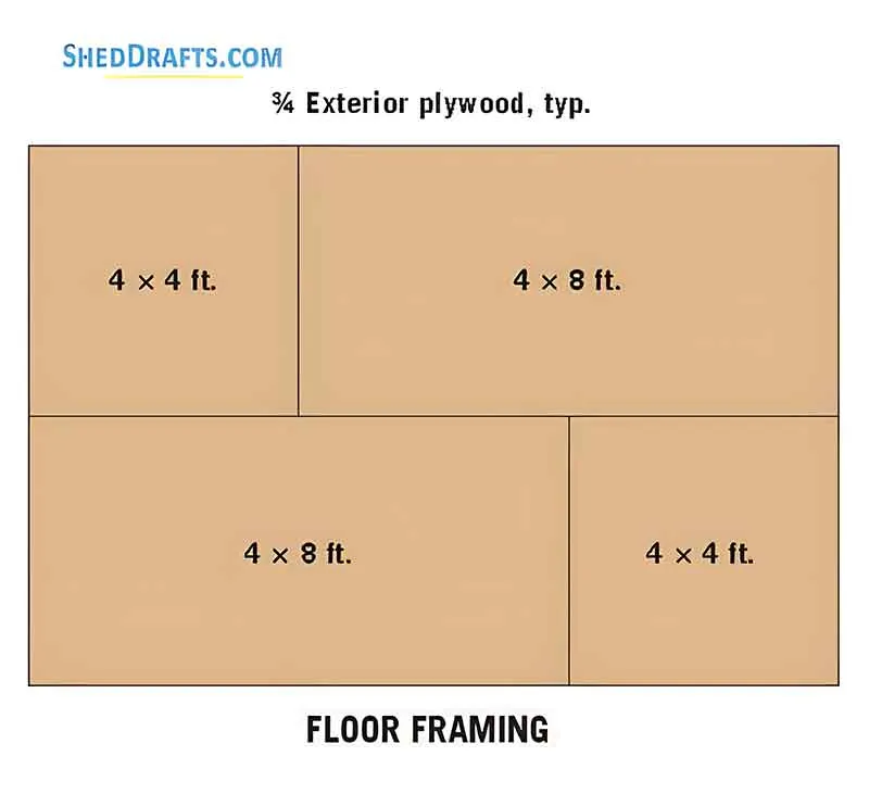 8x12 Slant Roof Utility Shed Plans Blueprints 17 Floor Framing 2
