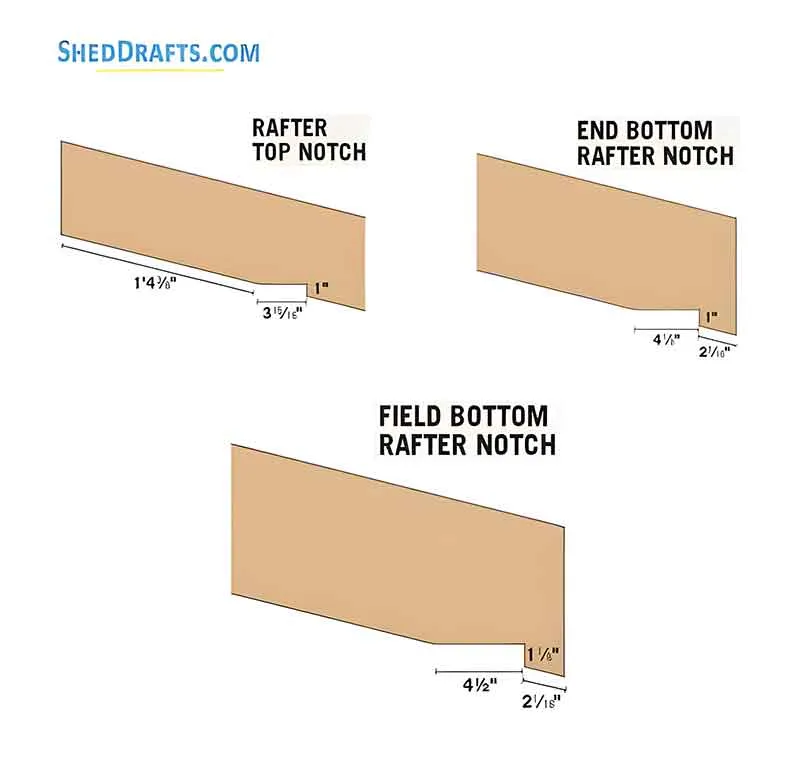 8x12 Slant Roof Utility Shed Plans Blueprints 19 Rafter Notches 2