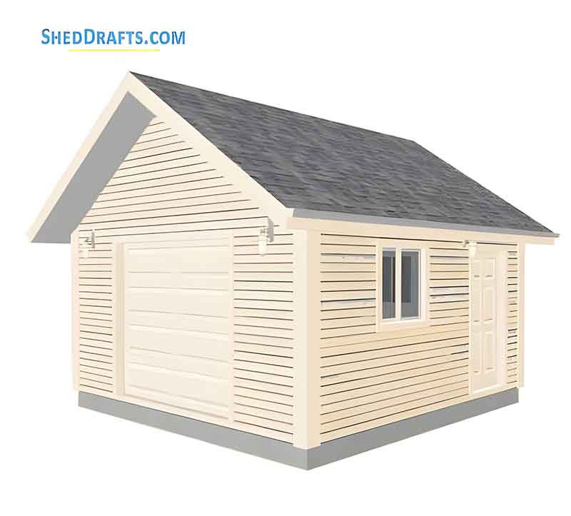 16x16 Gable Storage Shed Plans Blueprints 01 Building Section 2