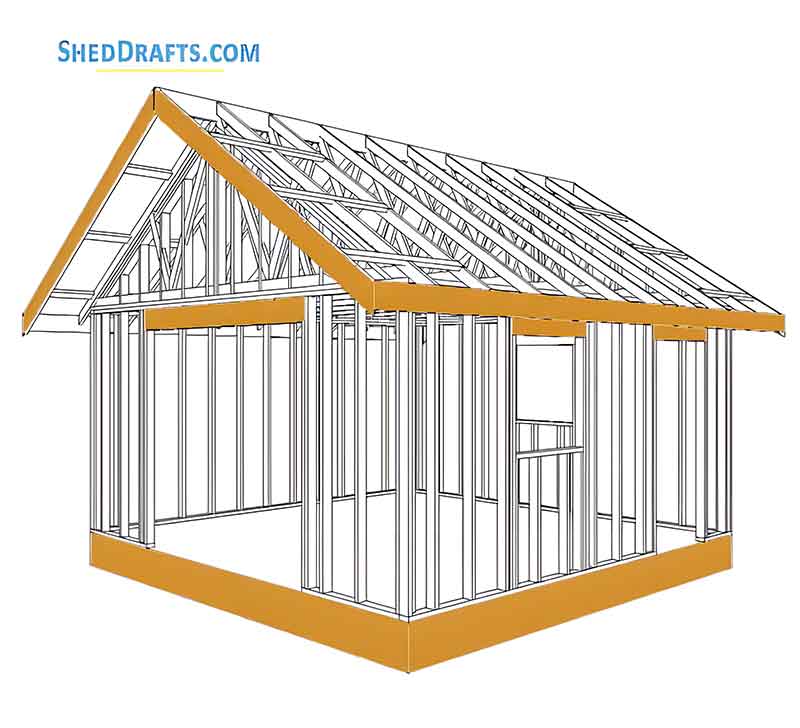16x16 Gable Storage Shed Plans Blueprints 08 Frame Assembly